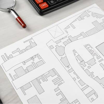 Residential lot boundary survey drawing - ALTA SURVEY Chicago Technical survey drawing showing measured boundaries and structures used in property surveys for verification