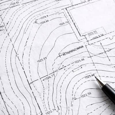 Urban grading plan elevation detail - ALTA SURVEY Chicago Detailed grading plan used for a topographic survey showing contour lines and elevation callouts