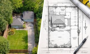 Residential property driveway layout survey plan - ALTA SURVEY Chicago Plat of survey showing property boundaries and driveway layout for permit planning